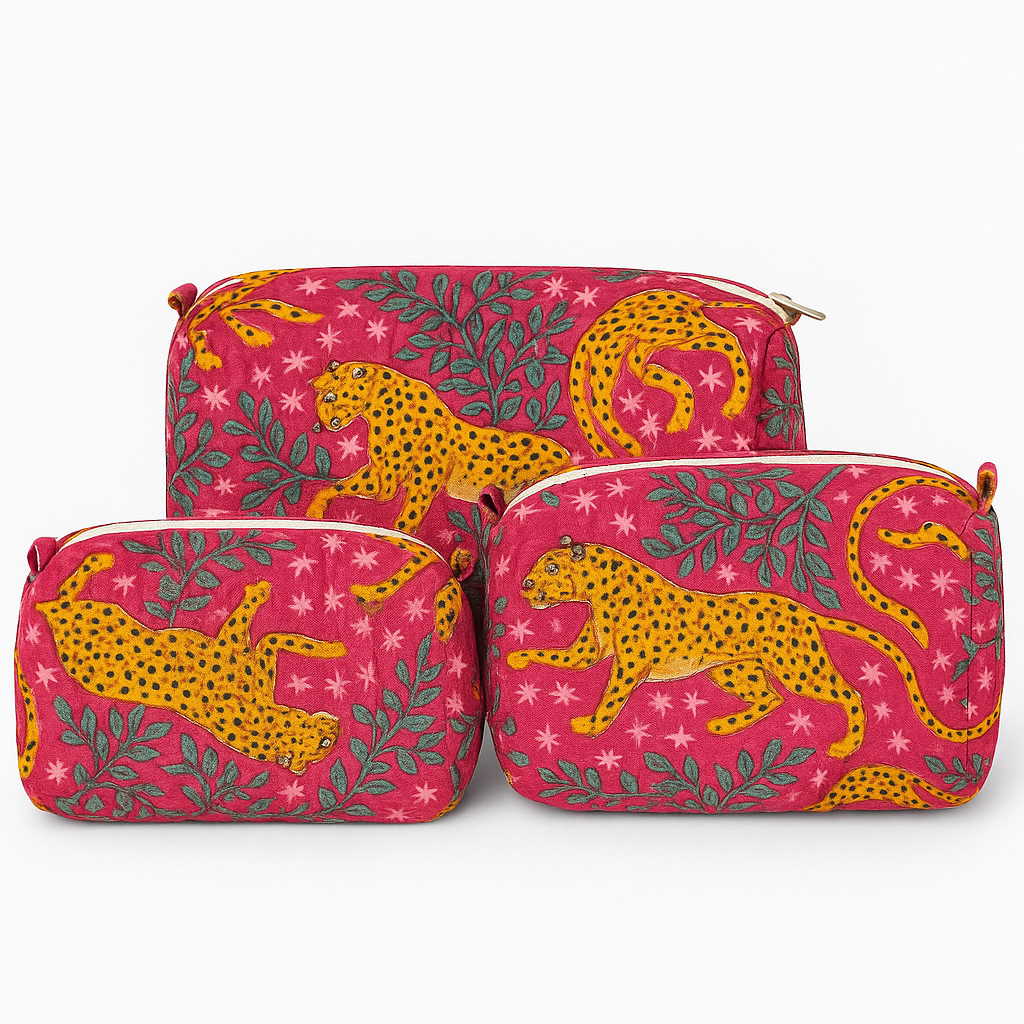 Wild Bloom Quilted Travel Pouch Set