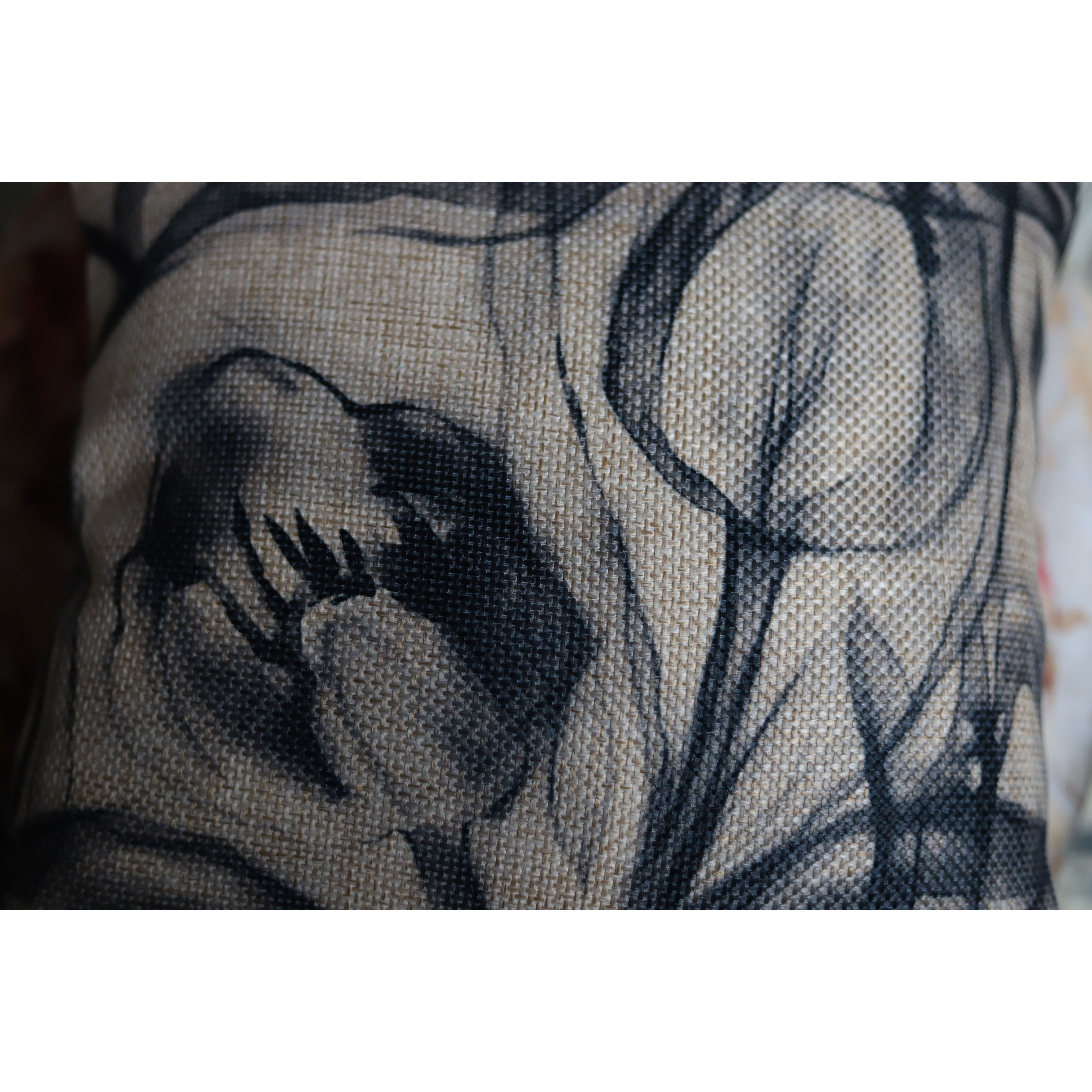 Charcoal Rosebud Cushion