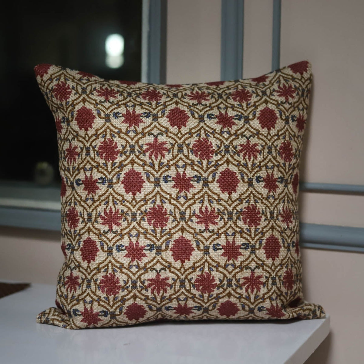 Maroon Mughal Cushion Cover