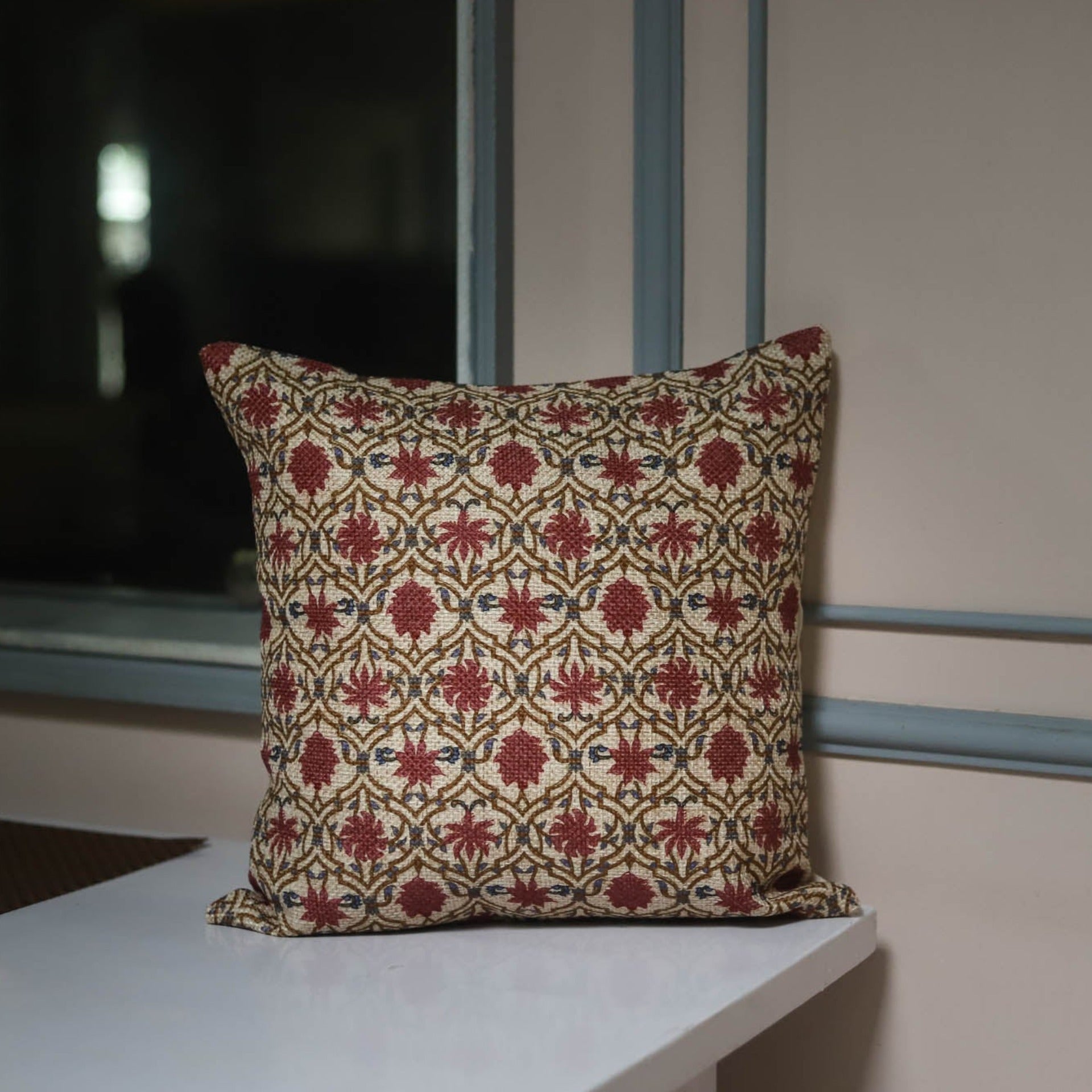 Maroon Mughal Cushion Cover