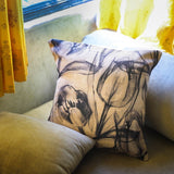 Charcoal Rosebud Cushion