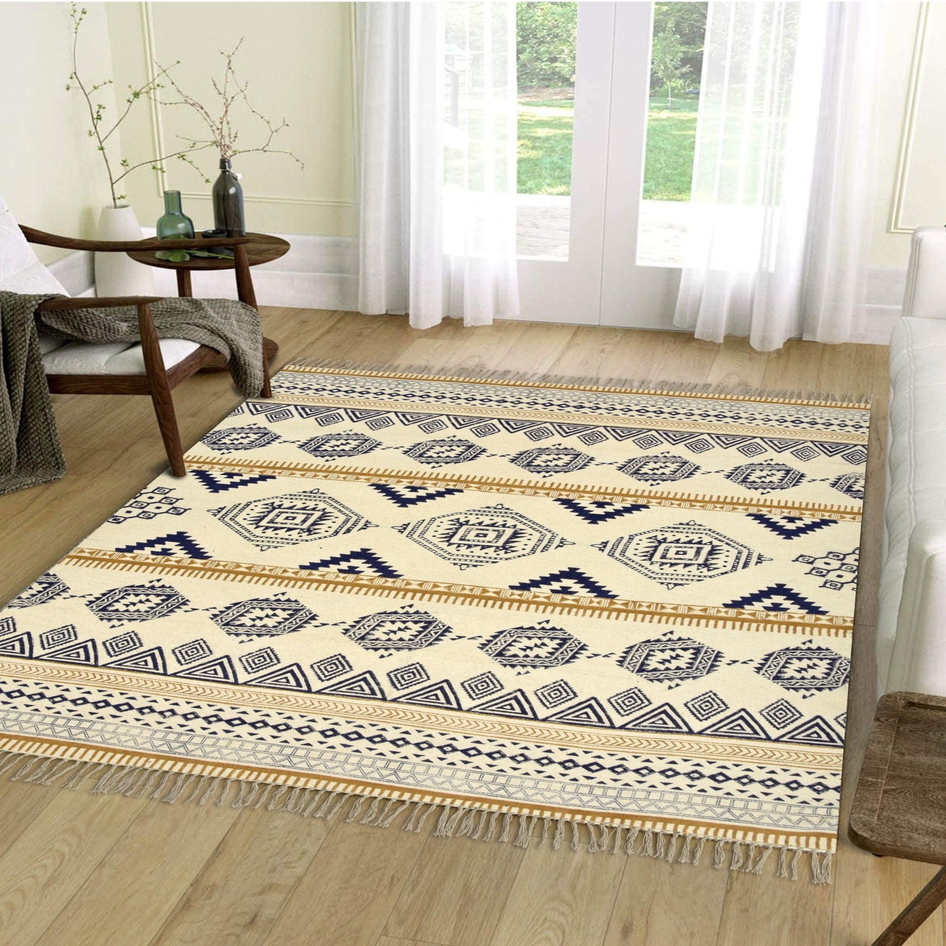 Tribal Rug with Madubani Accents