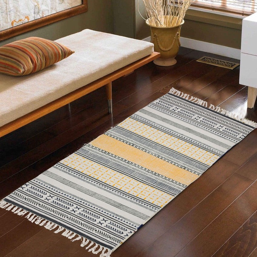 Minimalistic Musturd & Blue Rug